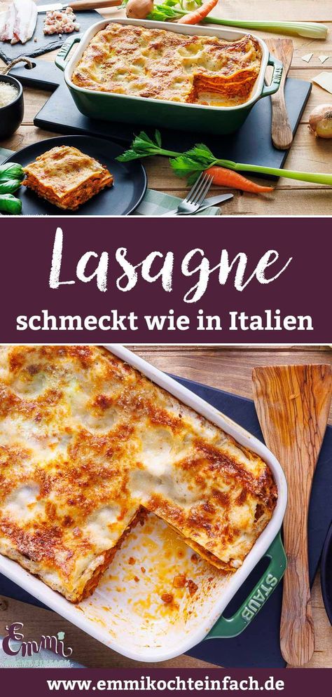 Das Original Lasagne Rezept mit Hackfleisch schmeckt wie in Italien. Mit der herzhaften Bolognesesauce und der cremigen Béchamelsauce zauberst Du Dir zu Hause den Pasta-Klassiker mit einer goldbraunen Käsekruste ganz einfach aus dem Backofen. Lasagne selber machen geht einfacher als man denkt. Gerichte mit Nudeln | Leckere Rezepte mit Fleisch | Familienessen Rezepte Making Lasagna, Slow Cooker Scalloped Potatoes, Classic Lasagna Recipe, Best Baked Beans, Slow Cooker Pork Tenderloin, Slow Cooker Ham, Easy Lasagna Recipe, Lasagne Recipes, Main Dish Casseroles