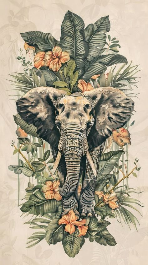 Wallpaper Animals drawing animal sketch. | free image by rawpixel.com / MParamet Floral And Fauna Drawings, Safari Theme Tattoo, Elephant Art Painting, Elephant Iphone Wallpaper, Elephant Phone Wallpaper, Elephants Drawing, Elephant Mural, Art Deco Jungle, Flora And Fauna Art