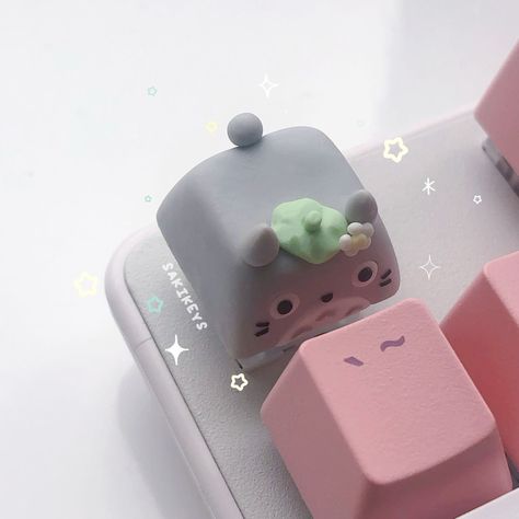 Kawaii, Ghibli Keycaps, Cute Key Caps, Polymer Clay Keycaps, Clay Crafts Kawaii, Diy Keycaps, Kawaii Keycaps, Clay Keycaps, Keycaps Artisan