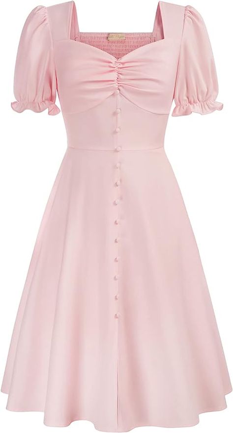 1950s Party, Vintage Pink Dress, Sweetheart Neck Dresses, Sweetheart Neckline Dress, High Waisted Pleated Skirt, Picnic Dress, Formal Party Dress, Short Bridesmaid Dresses, Yard Sale