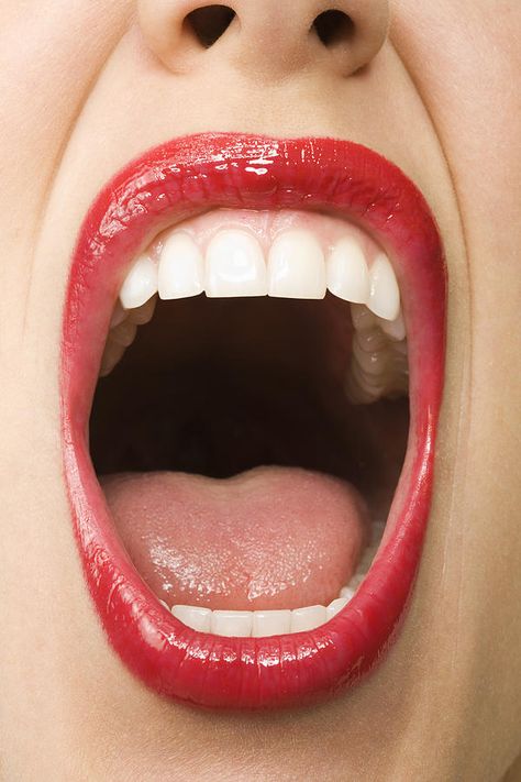 Wide Mouth, Red Lipstick, Red, White