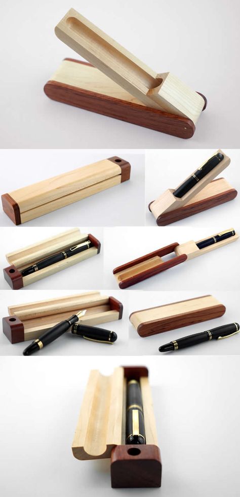 Wooden Single Ballpoint Pen Pencil Holder Case Protective Box Pen Box Ideas, Wooden Pencil Box, Pen Turners, Wood Pencil Holder, Wooden Pen Holder, Pen Making, Pen Pencil Holder, Wooden Pencil, Pen Blanks