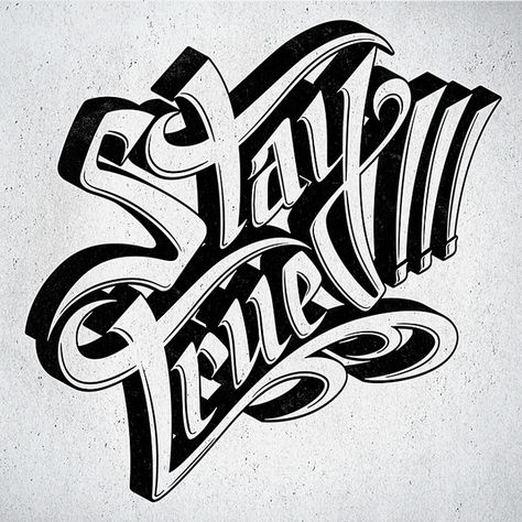 pinterest.com/fra411 #typography #lettering Stay True! Hand Lattering, Lettering Malandro, Alphabet Graffiti, Adult Colouring Printables, Graffiti Logo, Muster Tattoos, Graffiti Words, Graffiti Lettering Fonts, Words Coloring Book