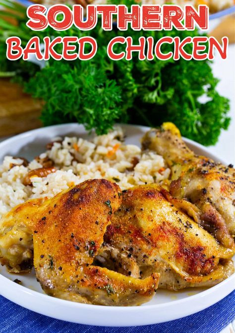 Oven Baked Chicken Pieces, Bone In Baked Chicken Recipes, Southern Baked Chicken Recipes Oven, Baked Chicken Soul Food, Whole Baked Chicken Recipes Oven Bone In, Southern Baked Chicken Wings, Baked Chicken Wings Recipes Oven Bone In, Southern Baked Chicken Recipes, Soul Food Baked Chicken