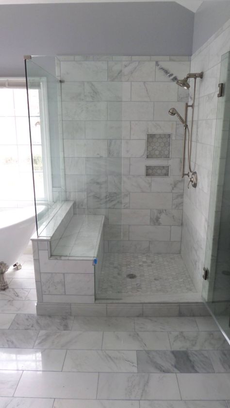 Modern Bathroom Designs, Glamorous Bathroom Decor, Modern Bathroom Ideas, White Marble Bathrooms, Modern Bathroom Remodel, Full Bathroom Remodel, Bathroom Remodel Pictures, Bathroom Redesign, Master Bath Remodel