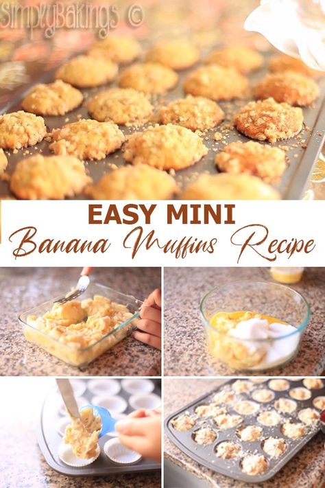 Mini Breakfast Muffins, Moist Banana Muffin Recipe, Banana Bread Mini Muffins, Moist Banana Muffins, Mini Muffin Recipe, Mini Banana Muffins, Gluten Free Banana Muffins, Banana Muffins Easy, Healthy Banana Muffins