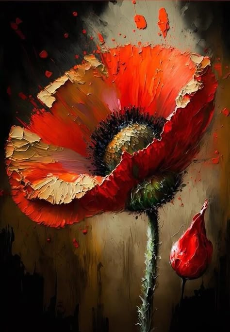 Poppy Flower Painting, Canvas Painting Projects, Abstract Painting Acrylic Modern, Canvas Painting Ideas For Beginners, Abstract Poppies, Favorite Paintings, Painting Ideas For Beginners, Poppy Art, Canvas Painting Ideas