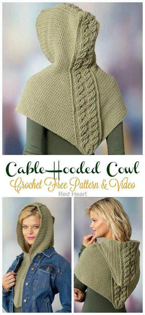 Hooded Cowl Pattern, Crochet Cowl Free Pattern, Hooded Cowl, Crochet Hoodie, Crochet Cowl Pattern, Irish Crochet Dress, Crochet Cable, Crochet Infinity Scarf, Haken Baby