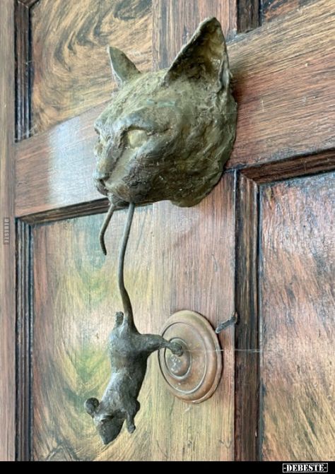 Door Knobs And Knockers, Cat Door, Cat Mouse, Door Knocker, Door Knockers, Dream House Decor, Dream Home Design, Cat Lady, My Dream Home