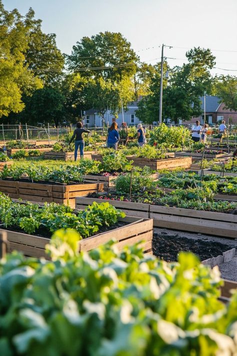 Explore the benefits of community gardens for a healthier lifestyle and stronger communities! 🌿🌼 These green spaces provide fresh produce, encourage social connections, and improve local ecosystems. Learn how these gardens promote sustainability and well-being for everyone involved. #CommunityGardens #UrbanFarming #SustainableLiving Compound Community, Community Farming, Social Sustainability, Balcony Gardens, Village Ideas, Community Gardens, Farm Projects, Community Garden, Urban Gardening