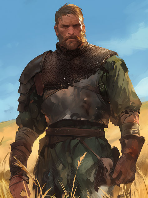 Perrette, Tiller's Guard, Human Fighter, Goldenfields, Storm King's Thunder Fantasy Town Guard, Matador Character Design, Dnd Pugilist, Human Fighter Dnd Male, Fighter Character Design Male, King Concept Art, Fighter Dnd, Dnd Fighter, Guard Captain