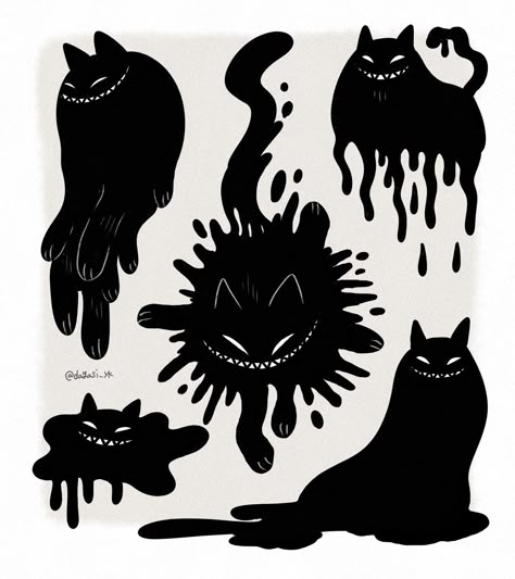 Void Cat, Shadow Creatures, Cat Graphic Design, Shadow Monster, Evil Cat, Ghost Cat, Cat Character, Goth Art, Character Design Animation