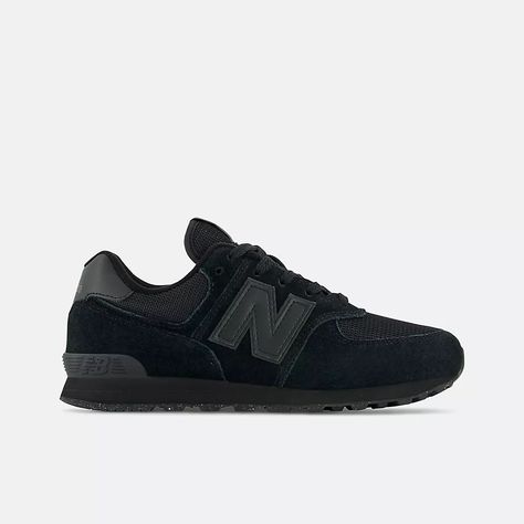 574 Core, GC574EVE New Balance Black Shoes, New Balance Shoes 574, 574 New Balance, New Balance Style, New Balance Black, New Balance 574, New Balance Shoes, Black Kids, Leather Working