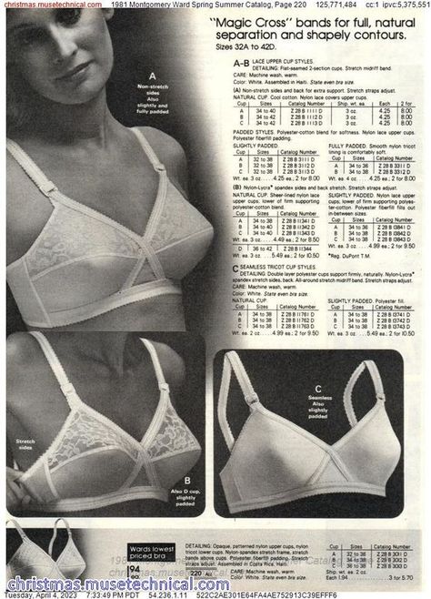 1981 Montgomery Ward Spring Summer Catalog, Page 220 - Catalogs & Wishbooks Bra Models, Montgomery Ward, City Chic, Retro Fashion, Fall Winter, Spring Summer, Plus Size, Bra