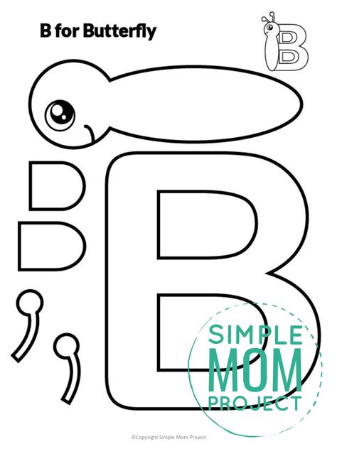 B Worksheets Preschool, B Activities For Preschool, Letter B Worksheets For Preschool, Letter B Activities For Preschool, B For Butterfly, B Activities, Preschool Letter B, Letter B Activities, Simple Mom Project