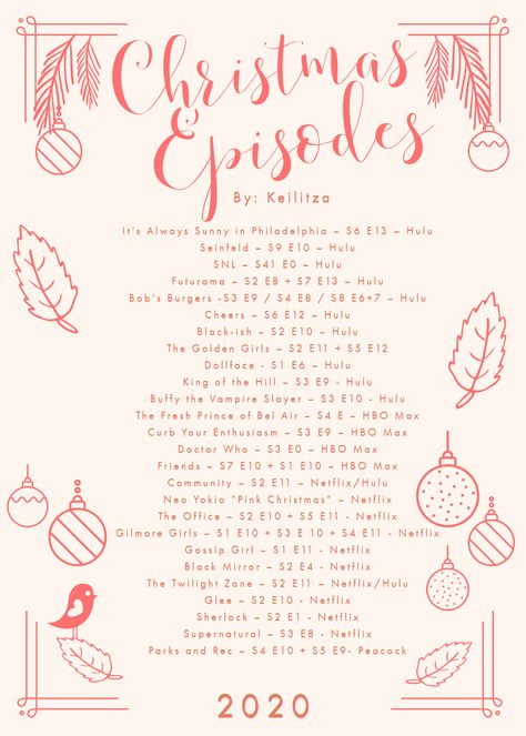 A list of my favorite Christmas Episodes for 2020. Grab a hot drink and a cozy blanket to get in the spirit! Christmas Tv Episodes, Disney Christmas Episodes, Winter Tv Shows, Christmas Episodes Of Tv Shows, Christmas Tv Specials, Gilmore Girls Episodes, Christmas Tv Shows, Christmas Sleepover, Winter Movies