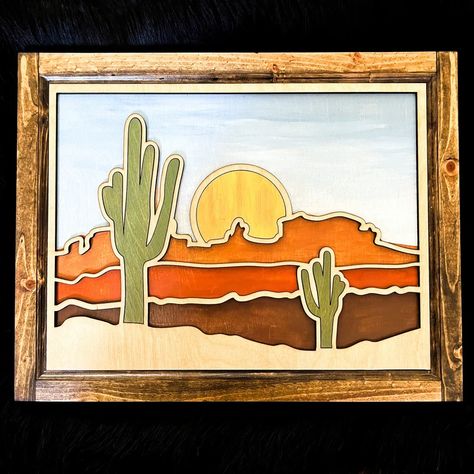 Desert Wall Art Cactus Wall Decor Desert Landscape - Etsy Desert Sunset Painting, Bedroom Western, Cactus Wall Decor, Sunset Wall Decor, Boho Cactus, Living Room Boho, Western Artwork, Sunrise Landscape, Cactus Wall