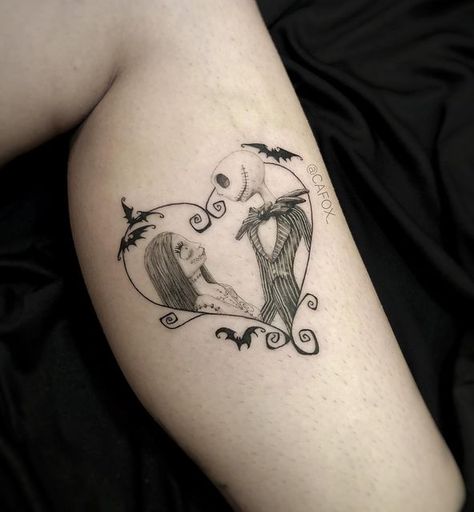 Jack And Sally Minimalist Tattoo, Sally Heart Tattoo, Jack And Sally Watercolor Tattoo, Jack Sally And Zero Tattoo, Nightmare Before Christmas Inspired Tattoo, Simple Jack And Sally Tattoo, Shyguy Mario Tattoo, Sally Skellington Tattoo, Victor And Emily Tattoo