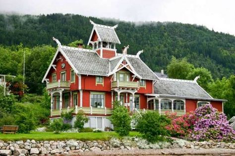 Norwegian Style House (77 pieces) Lofoten, Norwegian Home, Norwegian Architecture, Norway House, Norwegian House, Scandinavian Houses, Norway Viking, Norwegian Style, Beautiful Norway