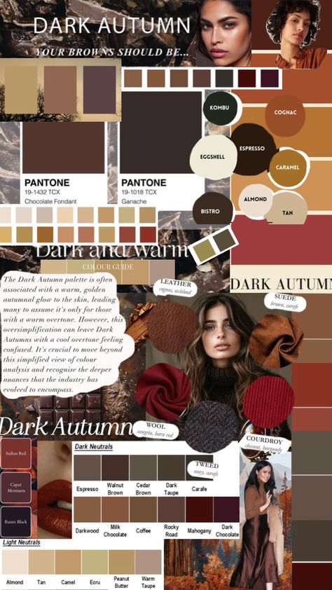 Deep Autumn Makeup, Deep Autumn Palette, Autumn Color Palette Fashion, Deep Winter Palette, Deep Autumn Color Palette, Autumn Skin, Deep Autumn, Dark Autumn, Seasonal Color Analysis