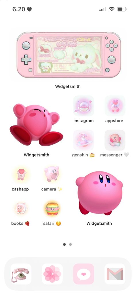 Cute Kirby Widgets, Kirby App Icons Safari, Kirby Medium Widget, Kirby Flip Phone Template, Kirby Iphone Layout, Nintendo Wii Widgets, Kirby Nintendo Wallpaper, Y2k Kirby Wallpaper, Nintendo Phone Theme