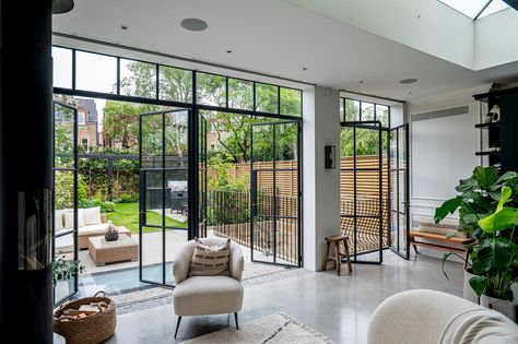 Crittall Windows, Crittal Doors, Crittal Windows, Steel Doors And Windows, Garage Studio, London Townhouse, Glass Extension, Steel Windows, House Extension Design