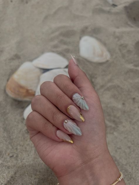 Hawaii Nails, Seashell Nails, Beach Seashells, Classy Nail Designs, Classy Acrylic Nails, Nails Tumblr, Cute Summer Nails, Pink Acrylic Nails, Neutral Nails