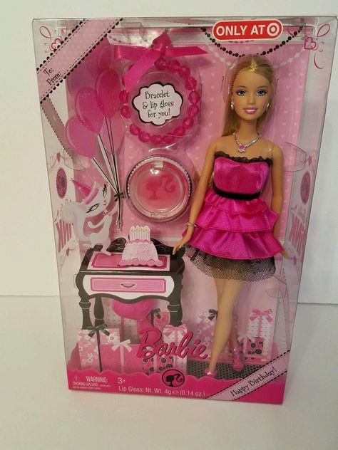 Barbie Happy Birthday Doll Pink only at Target exclusive from 2008 new in the box! Birthday Barbie Doll, Barbie Birthday Wishes, Barbie Happy Birthday, Happy Birthday Barbie, Happy Birthday Doll, 2010 Barbie, Birthday Barbie, 90s Party, Pink Barbie