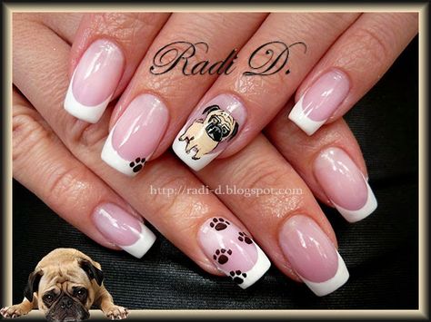 It`s all about nails: Mops :) http://radi-d.blogspot.com/2014/04/mops.html Dog Nail Art, Animal Nail Designs, Cat Nail Art, Paw Art, Animal Nail Art, I Just Realized, Animal Nails, Paws And Claws, Dog Nails