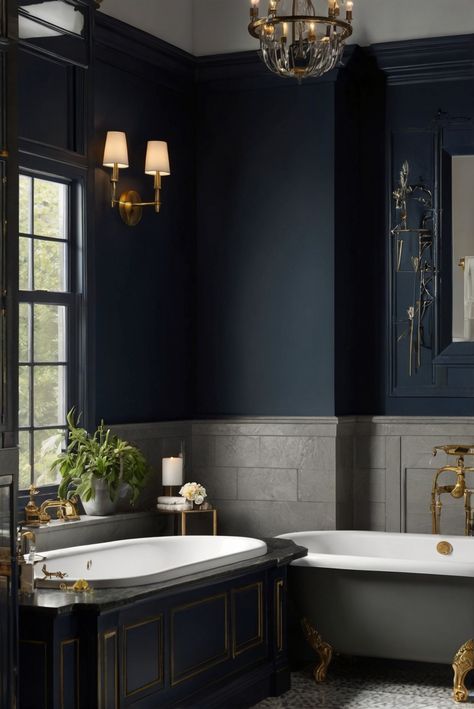 Step into an elegant bathroom sanctuary with the rich, inviting hues of Dark Night (SW 6237). Discover how to create midnight moods in your daily interior designer routine. #Ad #homedecor #homedesign #bathroom #Painthome interiorarchitecture best Wall Colors for Bathroom Colors
Bright Room Colors
best colors combinations bathroom
bathroom Remodeling
Modern Paint Colors
2024 Sw Dark Blue Paint Colors, Luxe Apartment Decor, Dark Blue Grey Paint, Small Dark Bathroom, Blue Powder Rooms, Midnight Blue Paint, Deep Blue Paint, Dark Blue Paint Color, Bright Room Colors