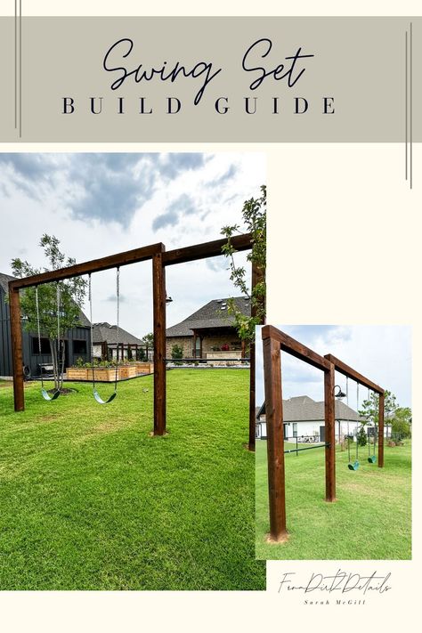 Swing Set Build Guide Backyard Playset, Backyard Swings, Pergola Ideas, Backyard Playground, Outdoor Backyard, Down On The Farm, Diy Plans, Lawn And Garden, Backyard Design