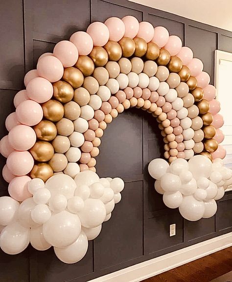 Bday Balloons, Balloon Arch Backdrop, Rainbow Balloon Arch, Baby First Birthday Themes, Balloons Ideas, Rainbow First Birthday, Boho Birthday Party, Balloon Arches, Arch Backdrop