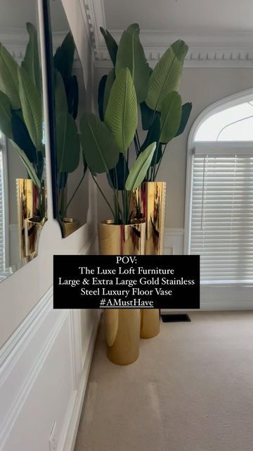 54K views · 6.7K likes | THE LUXE LOFT FURNITURE 👸🏾 on Instagram: "The Luxe Loft Furniture Large & Extra Large Gold Stainless Steel Luxury Floor Vase - IN STOCK NOW #AMustHave - plants not included THE LUXE LOFT FURNITURE 2618 DELMAR ST. LOUIS MO. 63103 CALL 📲314-224-5033 TEXT 💬314-728-3000 EMAIL 📧 sales@theluxeloftstl.com At THE LUXE LOFT FURNITURE we believe everyone has the right to a well-furnished life. 🌟 #furniture #glam #glamfurniture #modernfurniture #stl #stlfurniture #theluxeloftfurniture" Large Gold Floor Vase, Large Floor Vases Decor Ideas, Large Floor Vase Decor, Floor Vase Decorating Ideas, Tall Floor Vase Ideas, Extra Large Floor Vase, Floor Vases Decor, Large Floor Vase, Tall Floor Vases