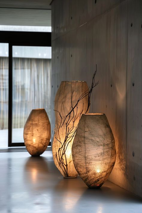 Contemporary Interior Design Ideas, Home Accessory, Lamp Japandi, Hygge Lighting Ideas, Japandi Lights, Japandi Floor Lamps, Japandi Diy, Japandi Lights Living Room, Wabi Sabi Moodboard