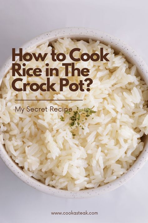 A bowl of fluffy, perfectly cooked rice garnished with fresh parsley, served alongside a Crock Pot. Steam rises from the rice, showcasing its soft and tender texture, perfect for any meal. Rice In A Crockpot, Slow Cook Rice Recipes, Cooking Rice In Crock Pot, Crockpot Rice Recipes Slow Cooker, Crockpot Rice Pilaf, How To Make Rice In A Crock Pot, Rice Slow Cooker Recipes Crockpot, Cook Rice In Crock Pot, Rice In Crockpot Cooking