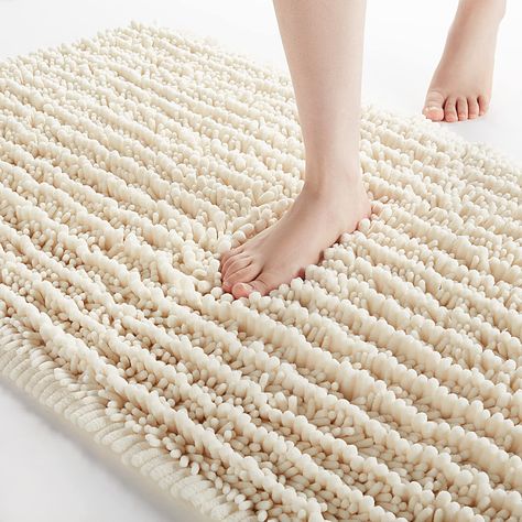 PRICES MAY VARY. 🎀ULTRA SOFT & COMFORTABLE:Compare the normal quality 1350g/sm, this plush chenille bath mats is more thick and bushy,quality up to 1800g/sm weight,the bathroom mats soft pile helps soothe tired feet and keep toes warm on the cold floor,just like sinking into a deep cotton pile. 🎀SUPER ABSORBENT: Microfiber shag bath mat is much more absorbant than cotton rugs.When you get out of the bathtub, shower,spa or prepare by the sink,the high-pile chenille fabric bathroom mat can quick Modern Vintage Bathroom, Luxury Bath Rugs, Chenille Bathroom Rugs, Chenille Bath Mat, Shower And Bath, Toilet Rug, Bathroom Bath Mats, Bath Mat Sets, Bathroom Rug Sets