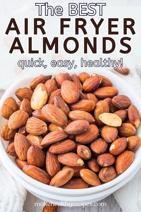 Looking for a healthy snack that doesn't skimp on flavor? Our Air Fryer Roasted Almonds recipe is here to save the day! These almonds are roasted to perfection, offering a satisfying crunch with every bite. Ideal for anyone who loves to snack but wants to keep it healthy. Ready in minutes, they're the perfect quick fix for your hunger pangs. Includes 5 Easy Seasoning Ideas! Almonds Recipe Healthy, Roasted Almonds Recipe, Almonds Recipe, Nut Snacks, Healthy Snack Options, Easy Air Fryer, Roasted Nuts, Raw Almonds, Air Fryer Recipes Easy