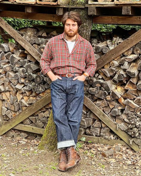 BG vintage on Instagram: “Rugged 🪵 SHOES: Red Wing Iron Ranger. JEANS: Sugarcane 1947 made in Japan. SHIRT: vintage shirt made in USA. BELT: vintage Western belt.…” Iron Rangers, Red Wing Style, Red Wing Iron Ranger, Bandana Men, Iron Ranger, Bandanas Men, Styling Iron, Belt Vintage, Western Belt