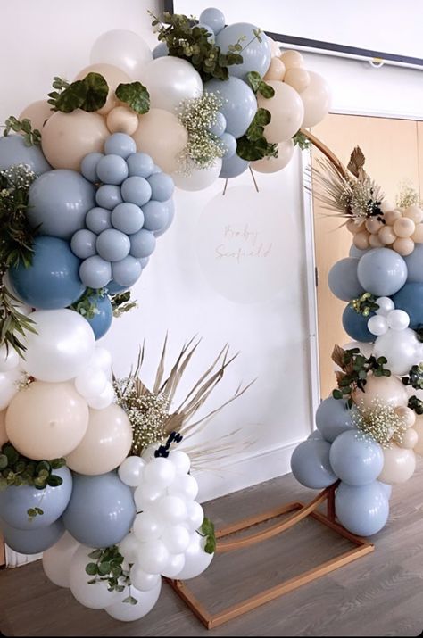 Dusty Blue Balloon Arch, Baby Boy Balloon Arch, Hydrangea Balloon Arch, Blue Balloon Garland With Flowers, Blue And Green Balloon Garland, Dusty Blue And White Balloon Garland, Bridal Shower Balloon Arch Dusty Blue, Pastel Blue Balloon Arch, Pale Blue Balloon Garland