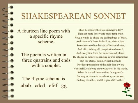 Shakespearean Sonnet, Literature Notes, English Literature Notes, Poetry Ideas, American Literature, English Literature, Writing Poetry, William Shakespeare, Writing Tools