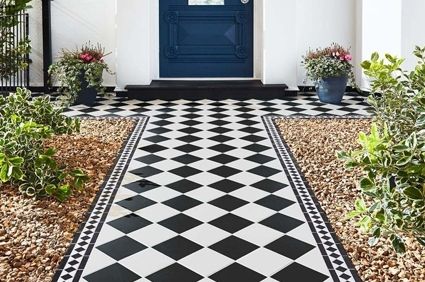 Path Tiles | Low Prices, Fast Delivery | Walls and Floors Dark Grey Tile, Victorian Floor Tiles, Porch Tile, Victorian Floor, Quarry Tiles, Green Porcelain, Garden Tiles, White Tile Floor, Victorian Tiles