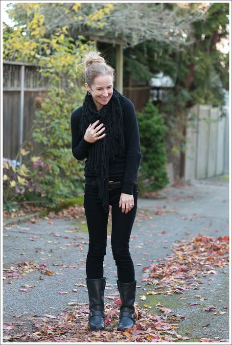 blog Club Monaco Cashmere Blank NYC Skinny Cords Frye Harness Boots-1 Frye Harness Boots Outfit, Harness Boots Outfit, Frye Boots Outfit, Black Knee High Boots Outfit, Frye Harness Boots, Boot Outfits, Black Boots Outfit, Fall Wardrobe Essentials, Winter Skirt Outfit