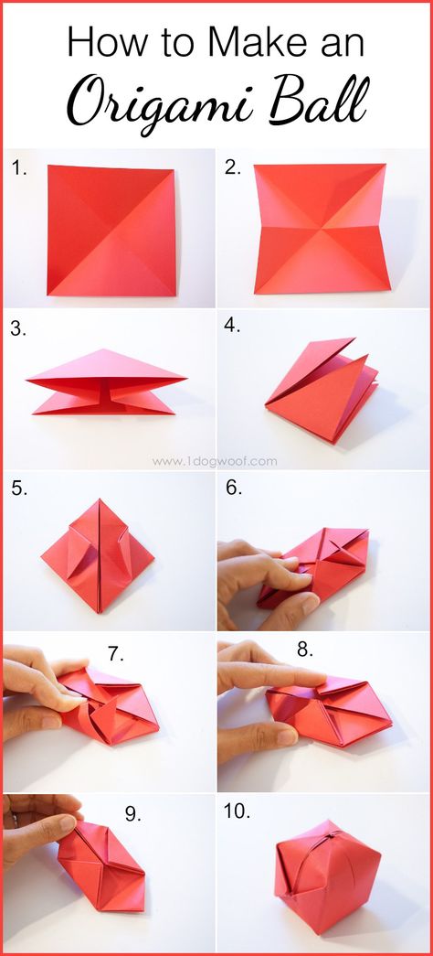 How to Make an Origami Ball | www.1dogwoof.com Origami Apple, Origami Balloon, Origami Kutu, Dragon Origami, Origami Ball, Origami Fashion, Origami For Beginners, Cute Origami, Origami Love