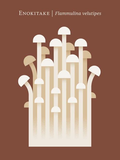 Enoki Mushroom Illustration, Simple Mushroom Illustration, Enoki Mushroom Drawing, Mushroom Graphic Design, Enokitake Mushroom, Mushroom Vector, Mushroom Logo, Mushrooms Illustration, Mushroom Illustrations