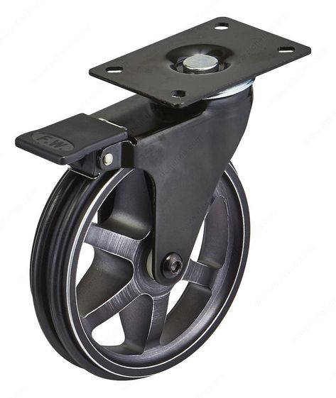 Aluminum "Rustic Iron Style"  Locking Swivel Single Wheel Caster ~ 110 lb, 132 lb, 176 lb options ~  with and with out brake Vintage Casters, Adjustable Furniture Legs, Office Chair Accessories, Rustic Plates, Tile Ceramic, Aluminum Rims, Wheel Design, Swivel Casters, Casters Wheels