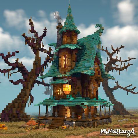 Minecraft Scarecrow Build, Minecraft Swamp Witch House, Warped Minecraft House, Minecraft Warped Builds, Dallasmed65 Minecraft House, Minecraft Warped House, Haunted Minecraft House, Dark Magic Minecraft Builds, Grunge Minecraft House