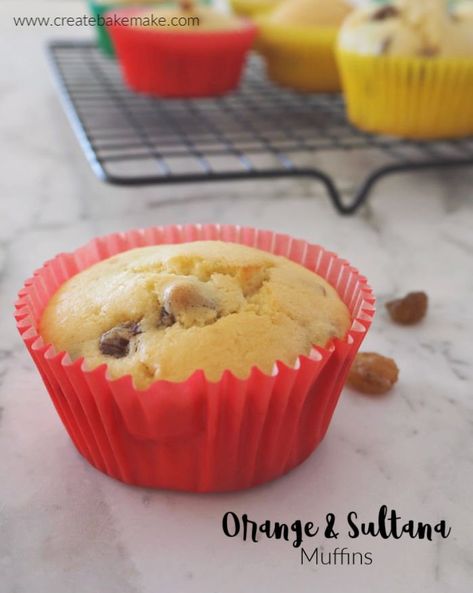 Easy Orange and Sultana Muffins. A great lunchbox snack, freezer friendly and Thermomix instructions also included. Savoury Vegetable Muffins, Savory Breakfast Muffins, Easy Lunch Box Recipes, Raisin Muffins, Orange Muffins, Lunch Box Snacks, Australian Food, Kitchen Machine, Lunch Box Recipes