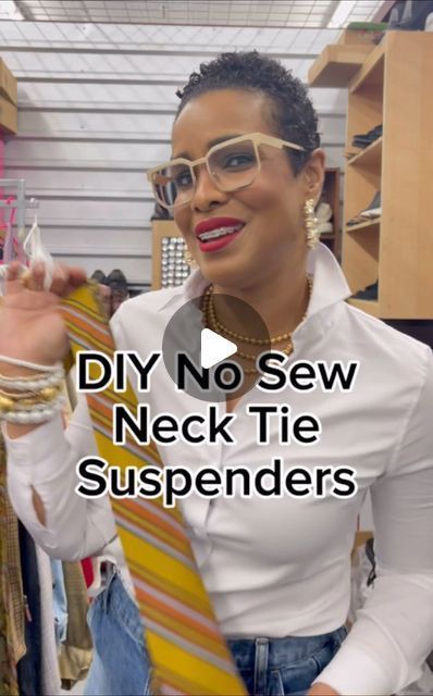 Bengela Holmes on Instagram: "Are you going to try this? Let me know! #diysuspenders #necktiesuspenders #youcanmakethis #howtowearanecktie #necktiefashion #fashionstyle #diystyle #unwastedresale #easydiy" Diy Suspenders Easy, Women Ties Outfit, Neck Tie Outfits For Women, Tie Outfits For Women, Diy Neck Tie, Outfits With Ties For Women, Necktie Outfits For Women, Diy Suspenders, Diy Necktie Projects