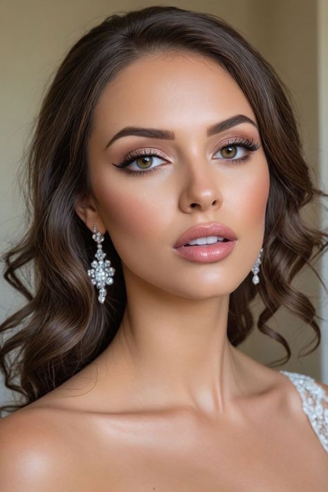 Timeless Glamour, bridal makeup, wedding makeup, bridal makeup look Wedding Bride Makeup Natural, Old Hollywood Glamour Makeup, Classic Wedding Makeup, Hollywood Glamour Makeup, Wedding Bride Makeup, Bride Makeup Natural, Mood Wedding, Fab Mood, Rich Brown Hair