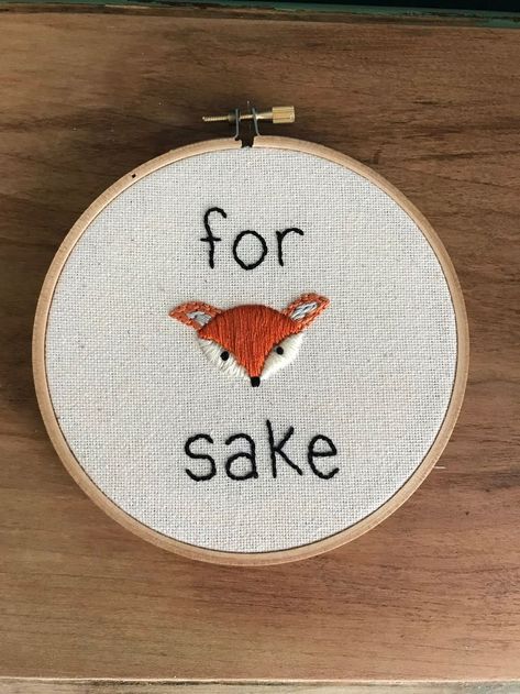 Hanging Gallery Wall, For Fox Sake, Funny Embroidery, Fox Sake, Embroidery Materials, Embroidery Patterns Vintage, Learn Embroidery, Paper Embroidery, Embroidery Patterns Free